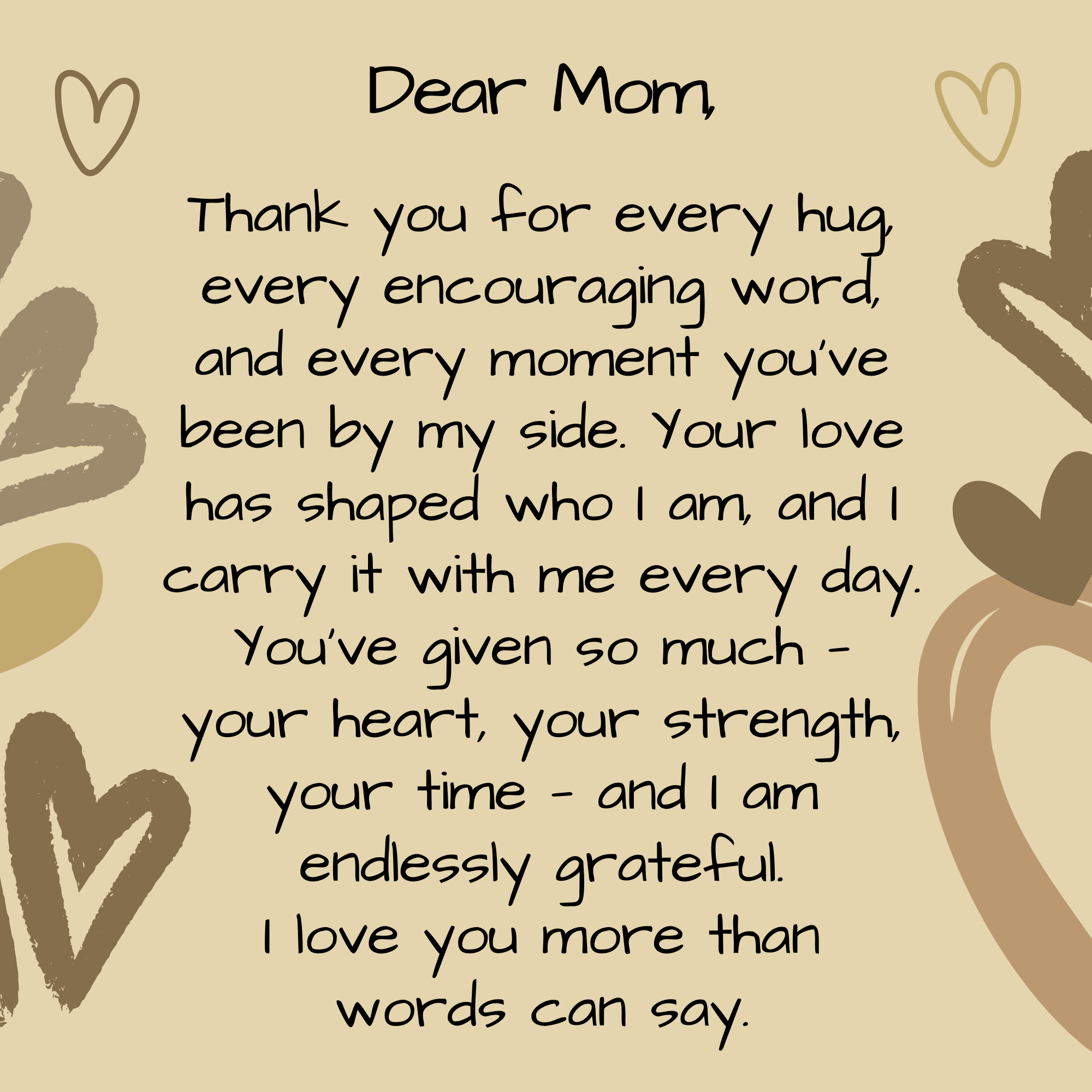 Letter to Mom Throw Pillow – Heartfelt Earthtone Edition