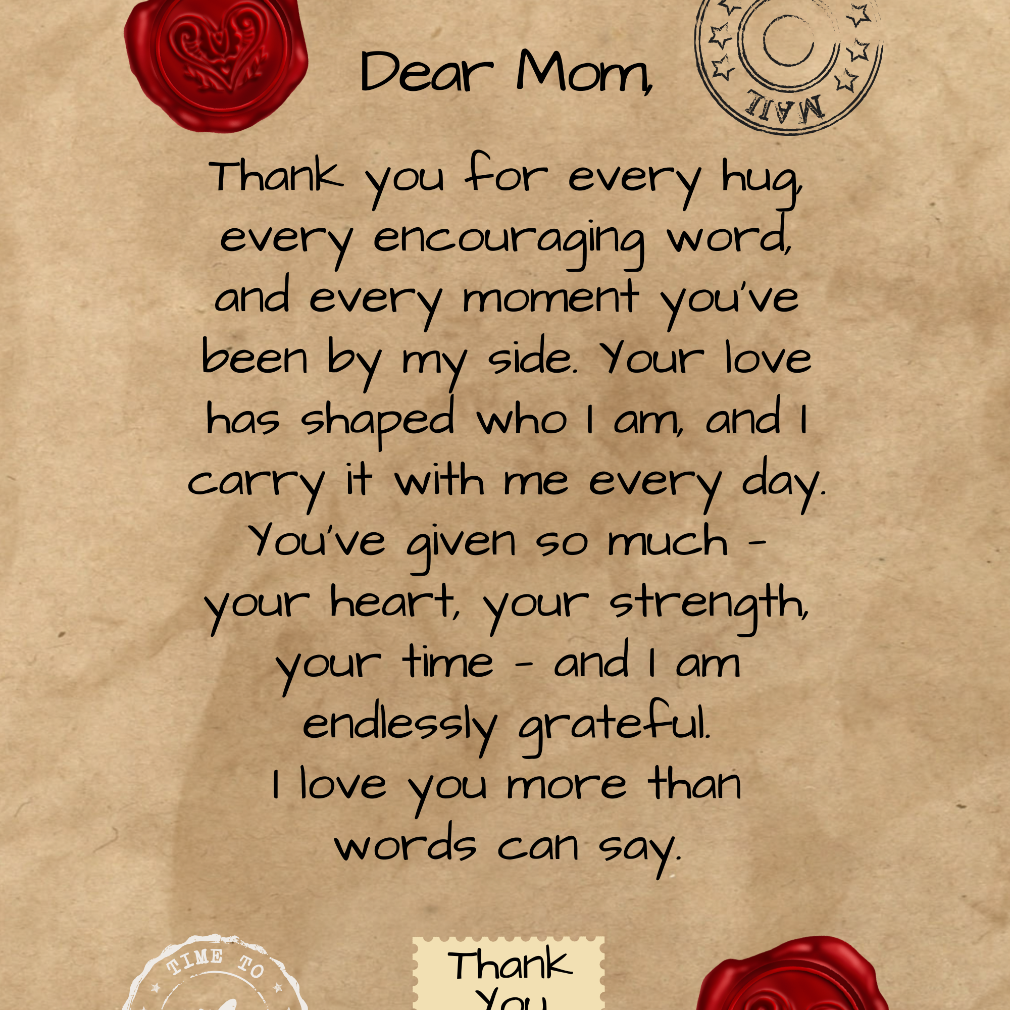 Letter to Mom – Classic Red Seal Edition (Canvas Print)