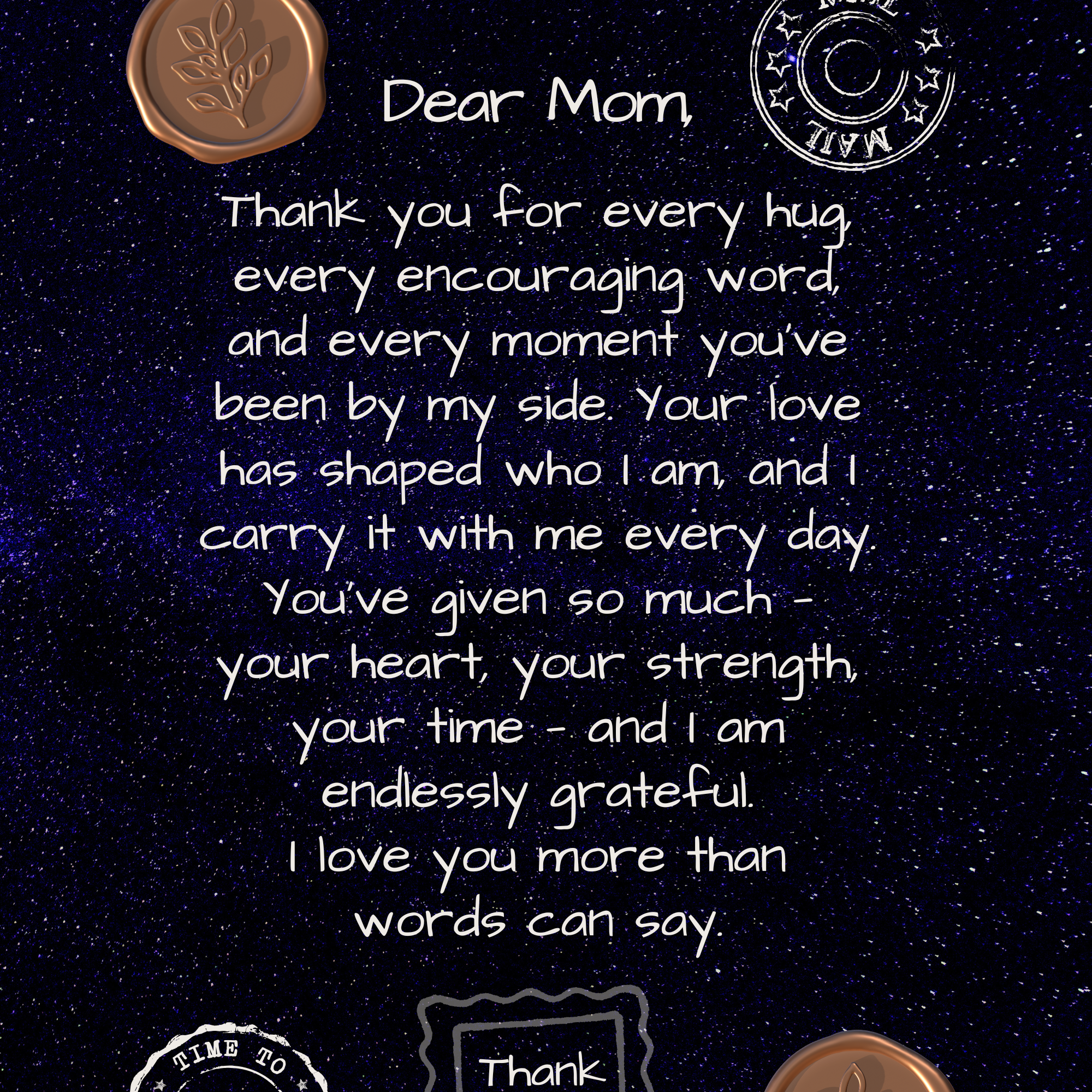 Letter to Mom – Midnight Sky Canvas Edition