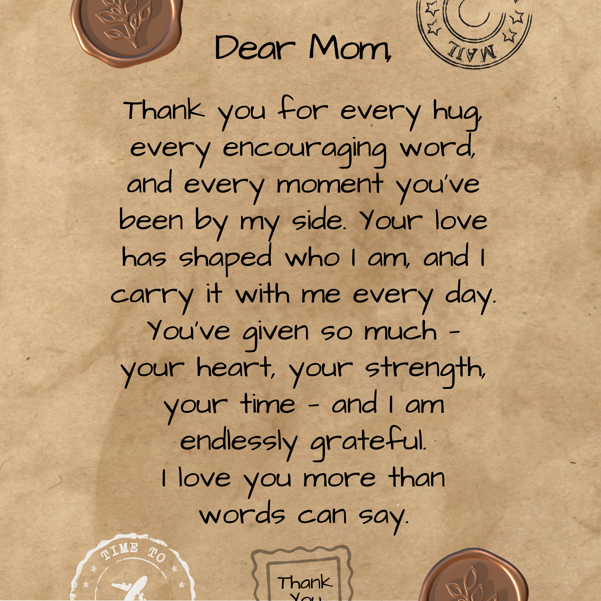 Letter to Mom – Vintage Bronze Canvas Edition