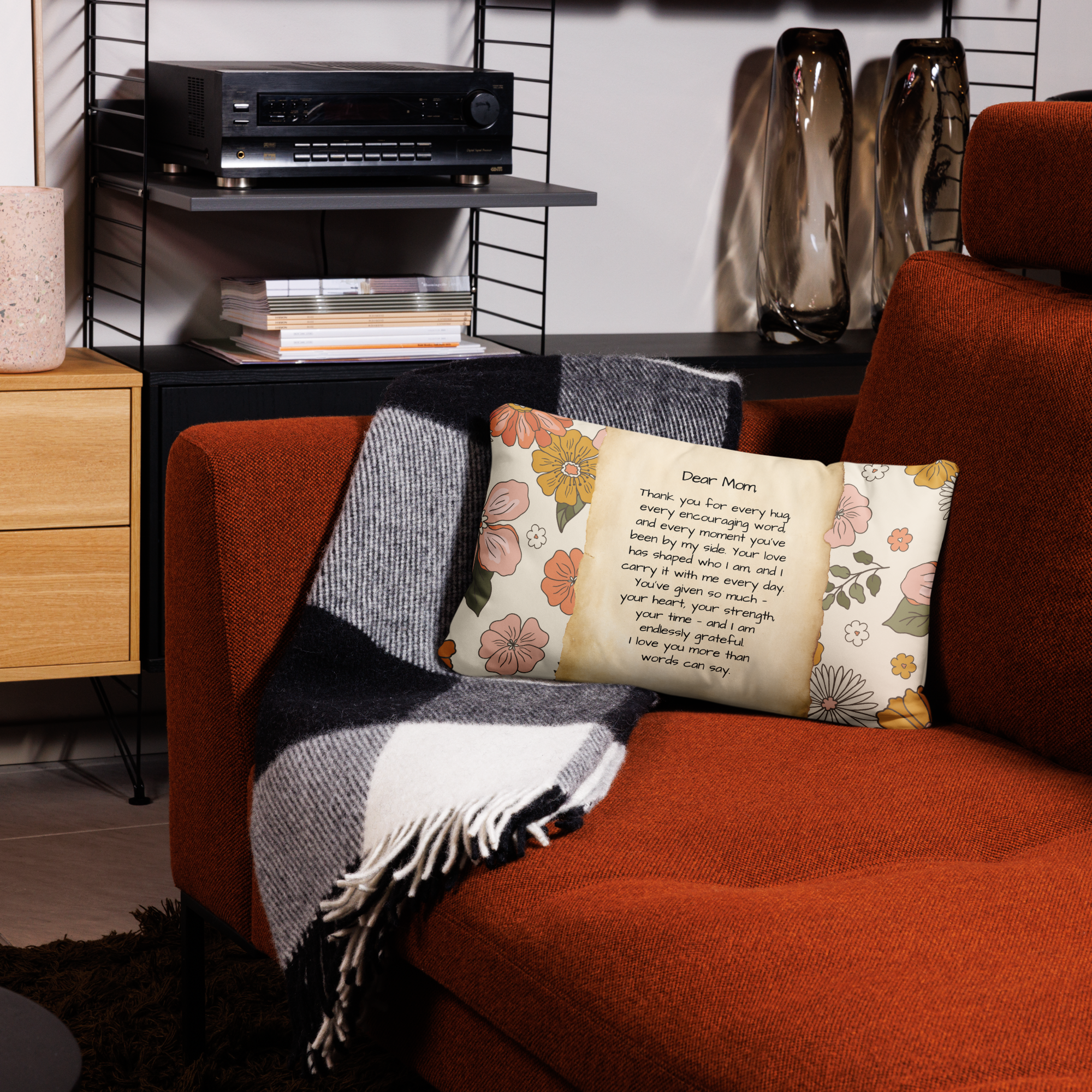 Letter to Mom Throw Pillow – Vintage Floral Edition