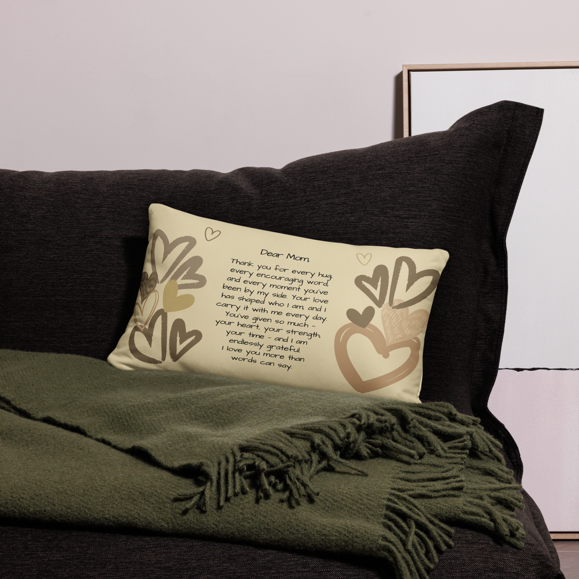 Letter to Mom Throw Pillow – Heartfelt Earthtone Edition