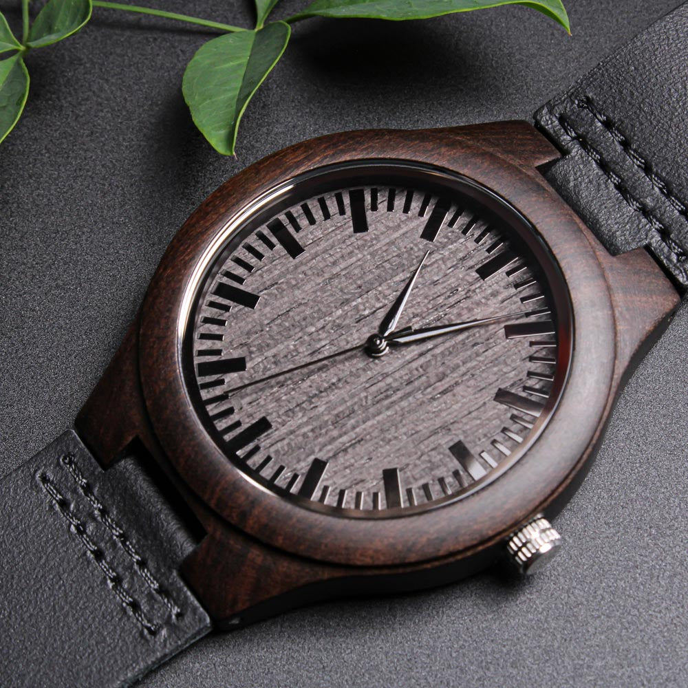 “Dad Hero” Engraved Wood Watch – A Timeless Gift of Gratitude