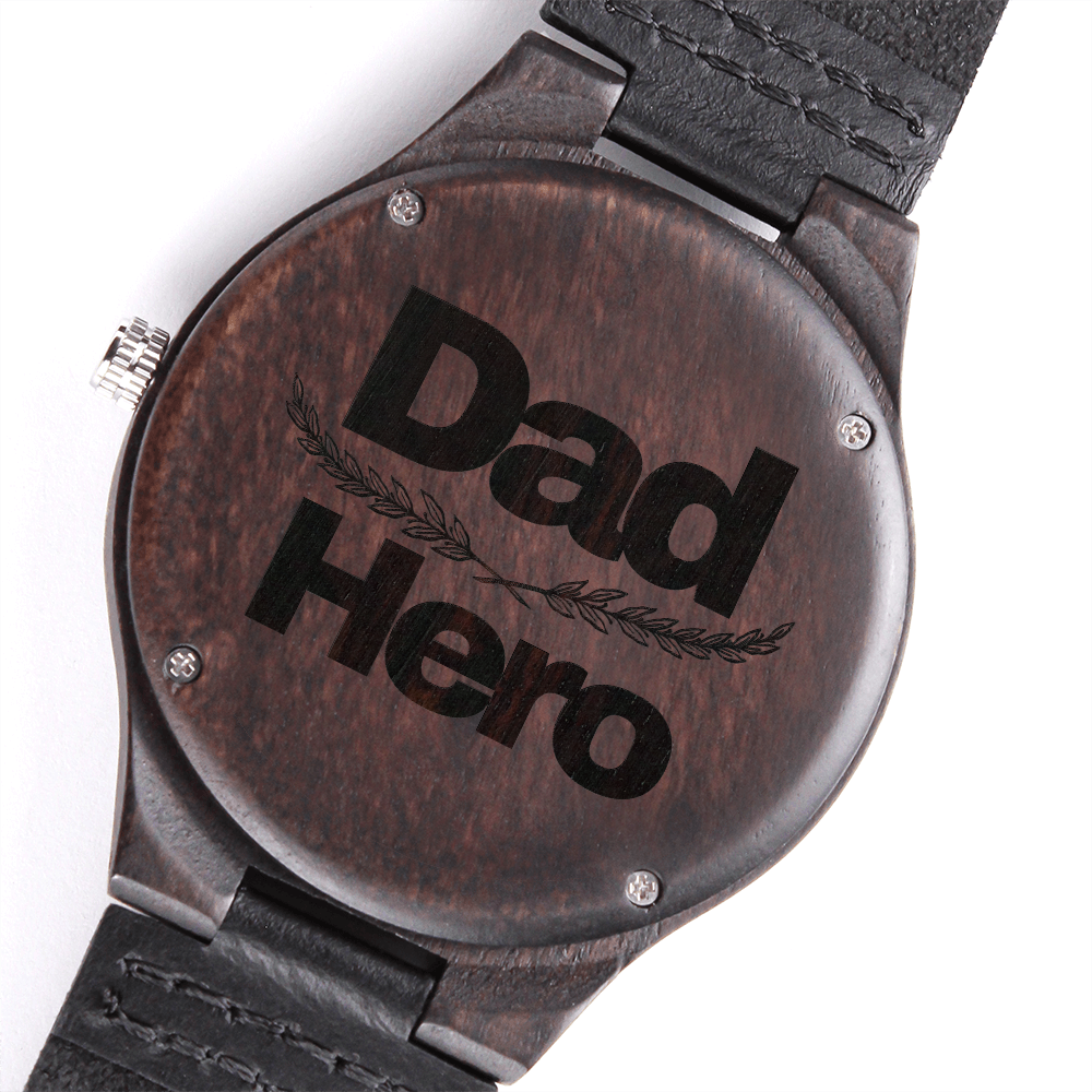 “Dad Hero” Engraved Wood Watch – A Timeless Gift of Gratitude