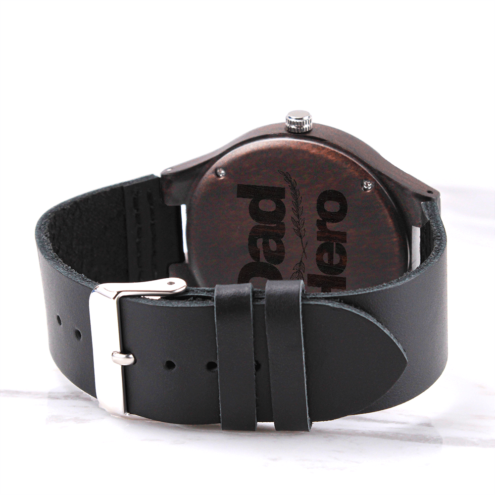 “Dad Hero” Engraved Wood Watch – A Timeless Gift of Gratitude