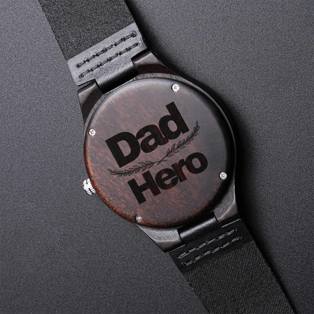 “Dad Hero” Engraved Wood Watch – A Timeless Gift of Gratitude
