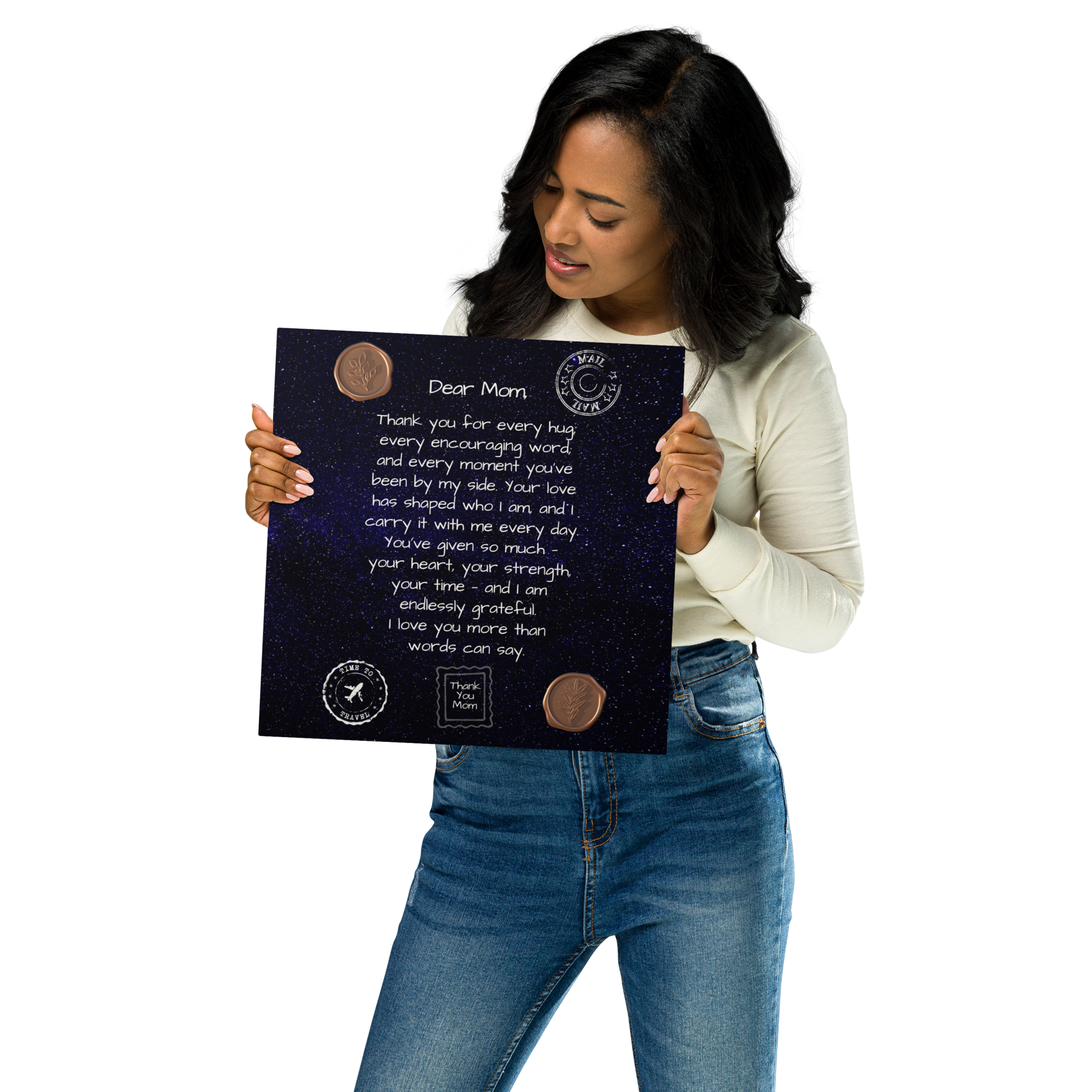 Glossy Metal Print - Letter to Mom (Midnight Sky Edition)