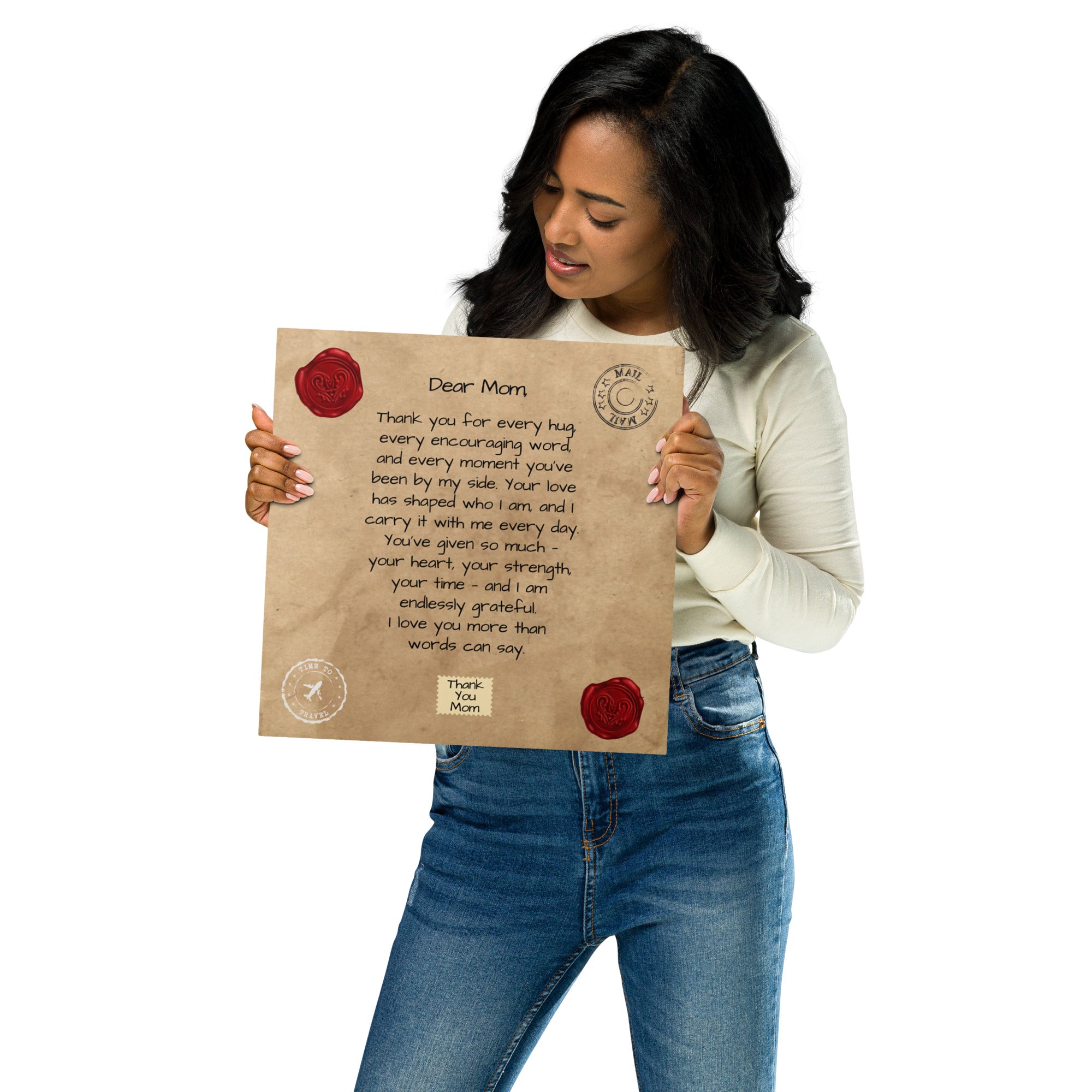 Glossy Metal Print - Letter to Mom (Classic Red Seal Edition)