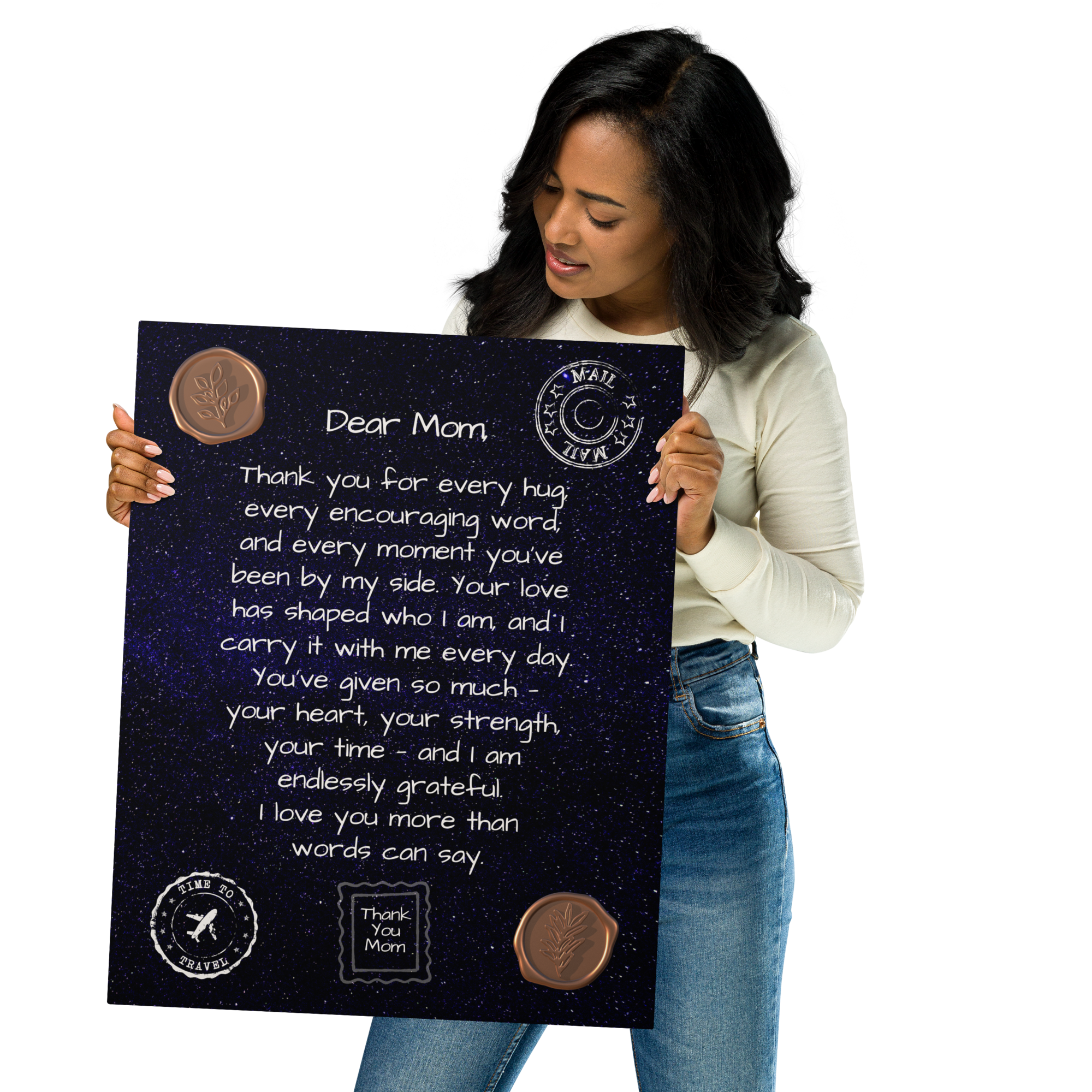 Glossy Metal Print - Letter to Mom (Midnight Sky Edition)