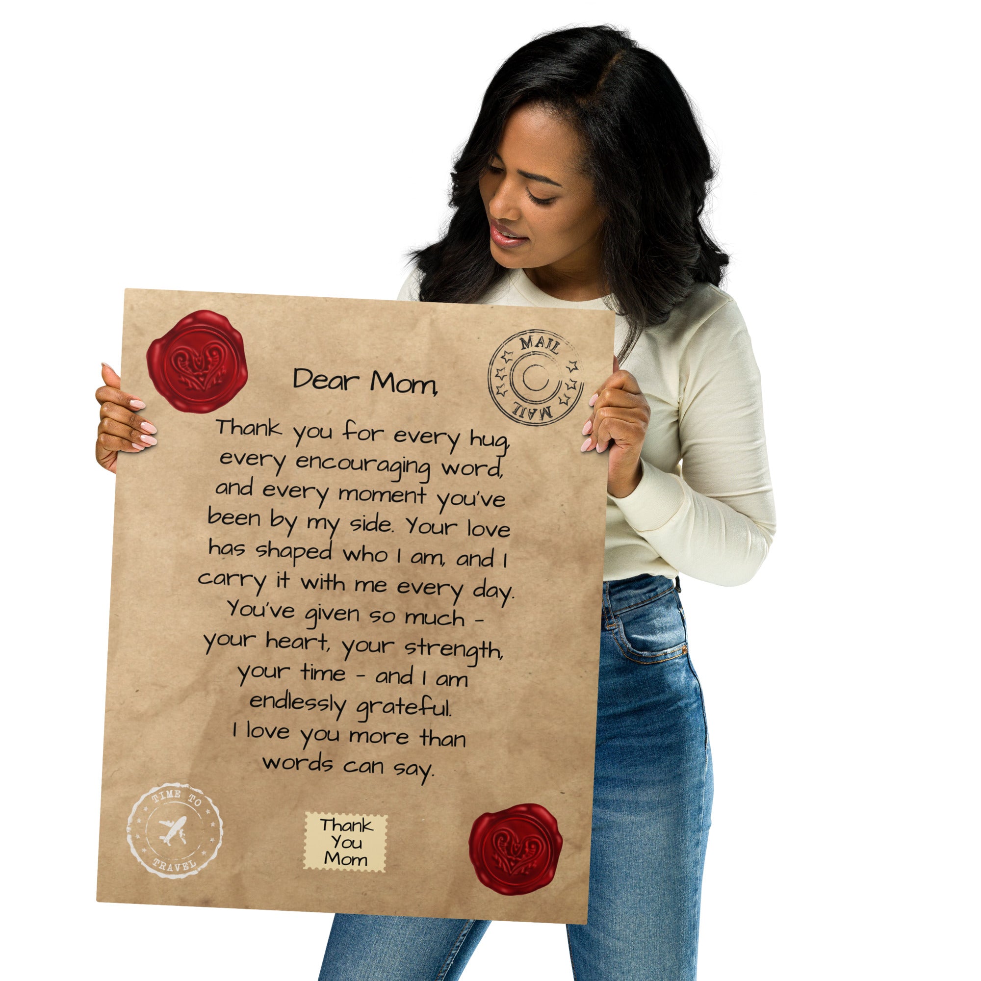 Glossy Metal Print - Letter to Mom (Classic Red Seal Edition)