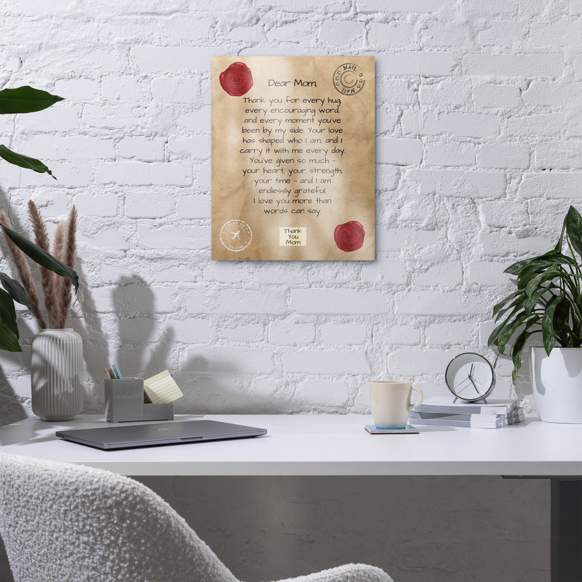 Glossy Metal Print - Letter to Mom (Classic Red Seal Edition)