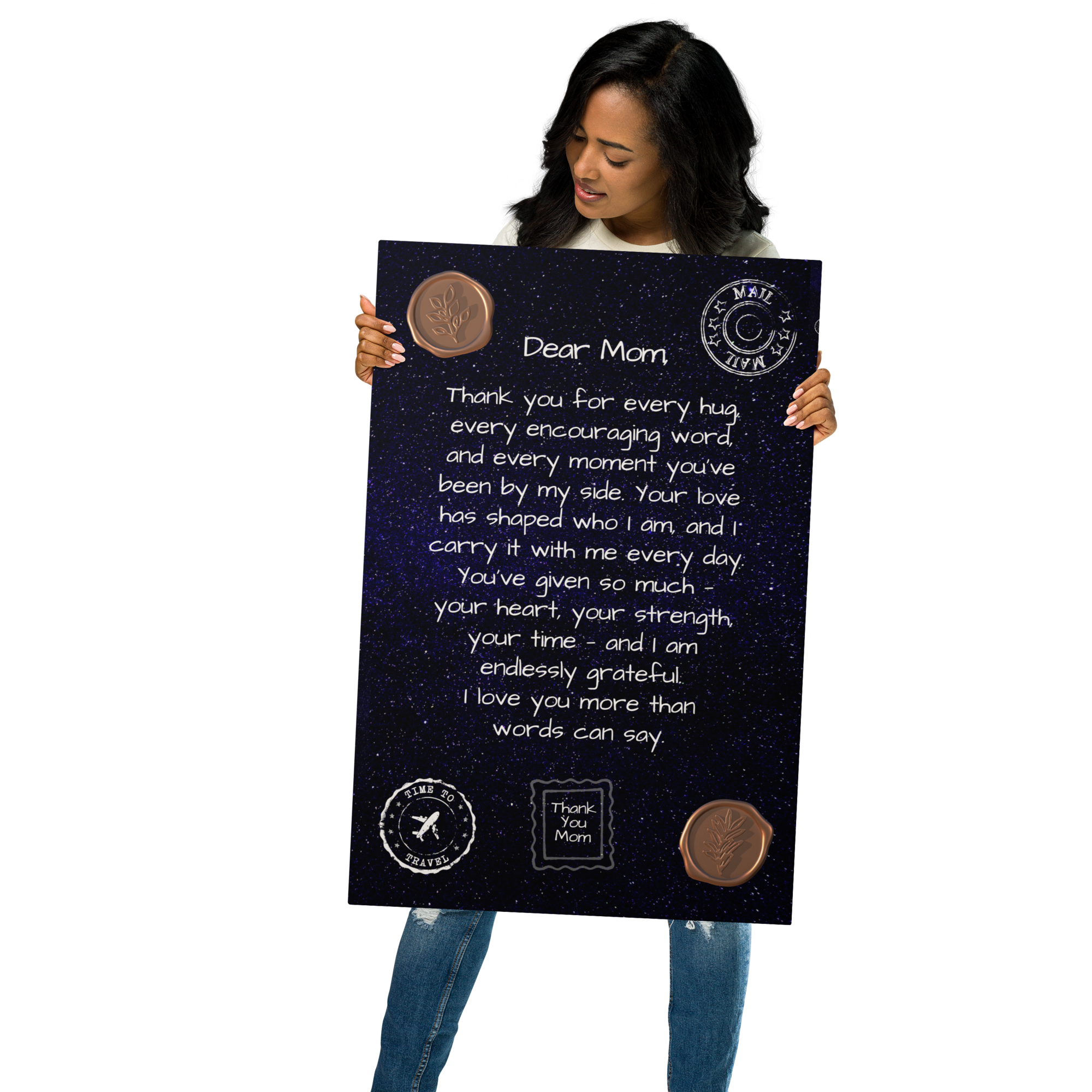 Glossy Metal Print - Letter to Mom (Midnight Sky Edition)