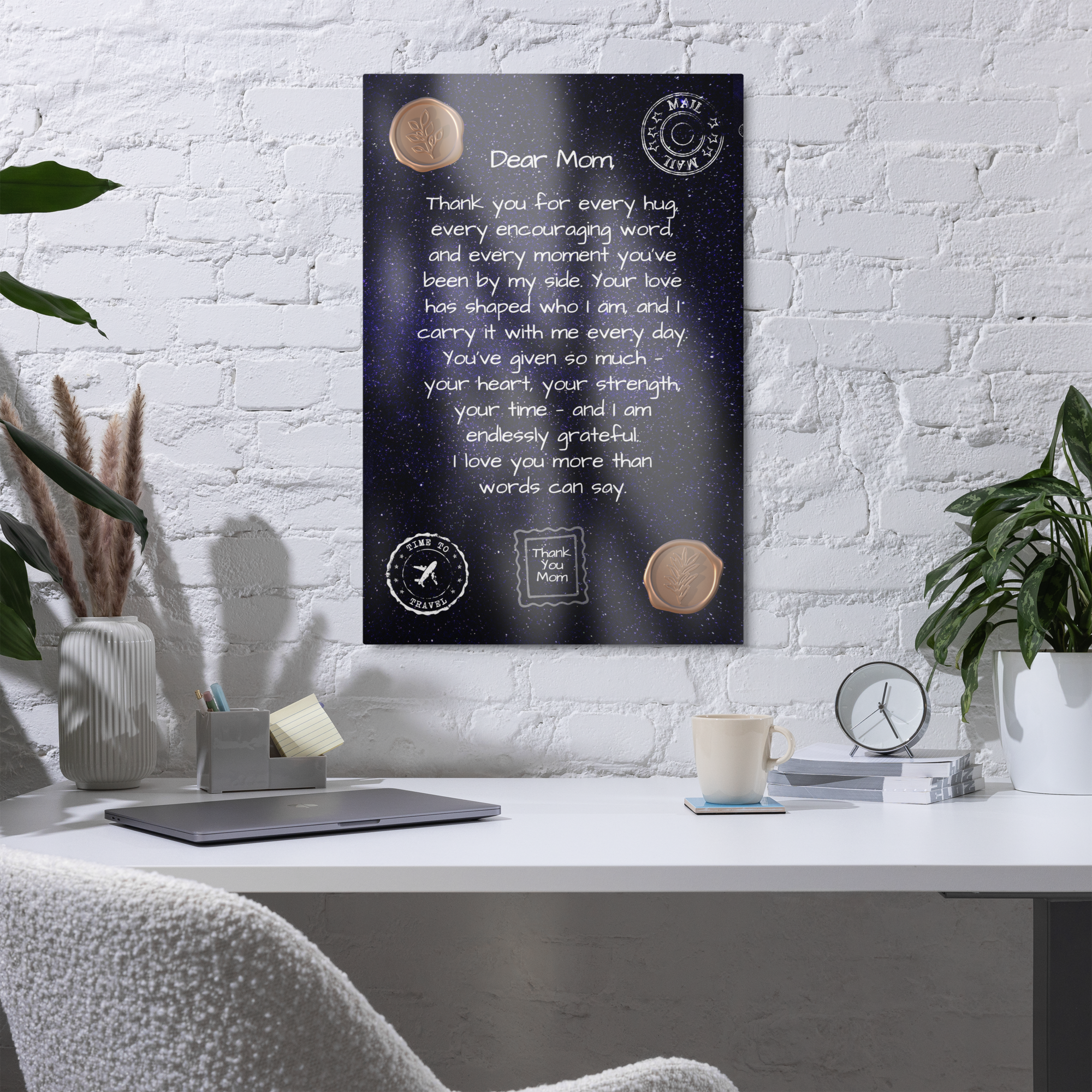 Glossy Metal Print - Letter to Mom (Midnight Sky Edition)