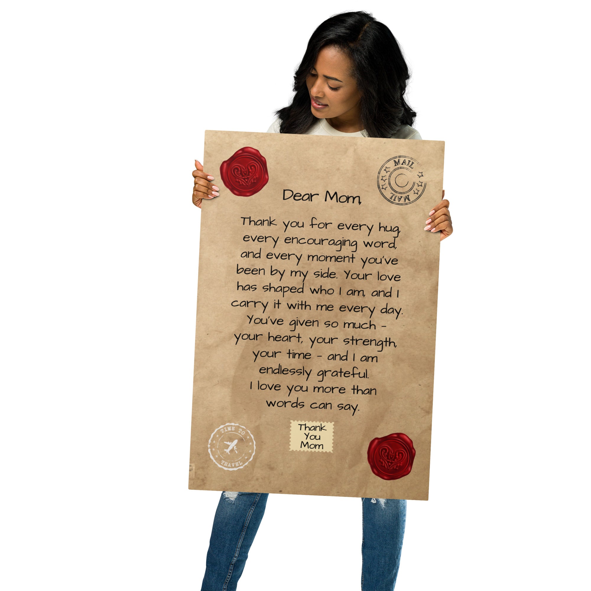 Glossy Metal Print - Letter to Mom (Classic Red Seal Edition)