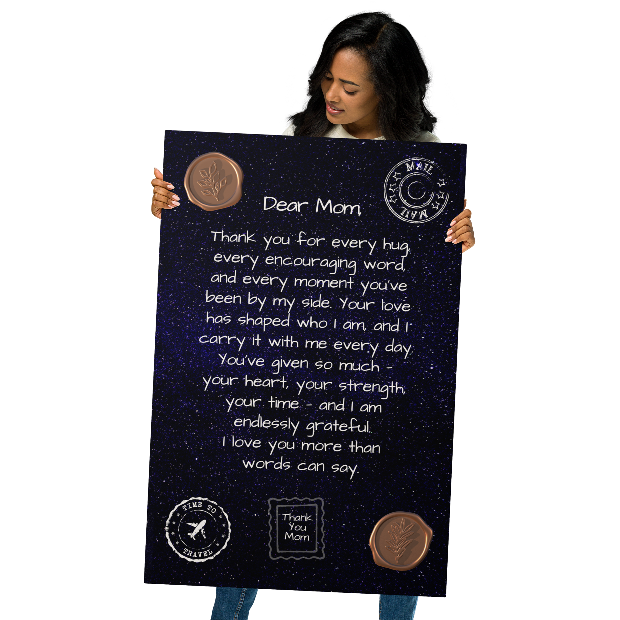 Glossy Metal Print - Letter to Mom (Midnight Sky Edition)