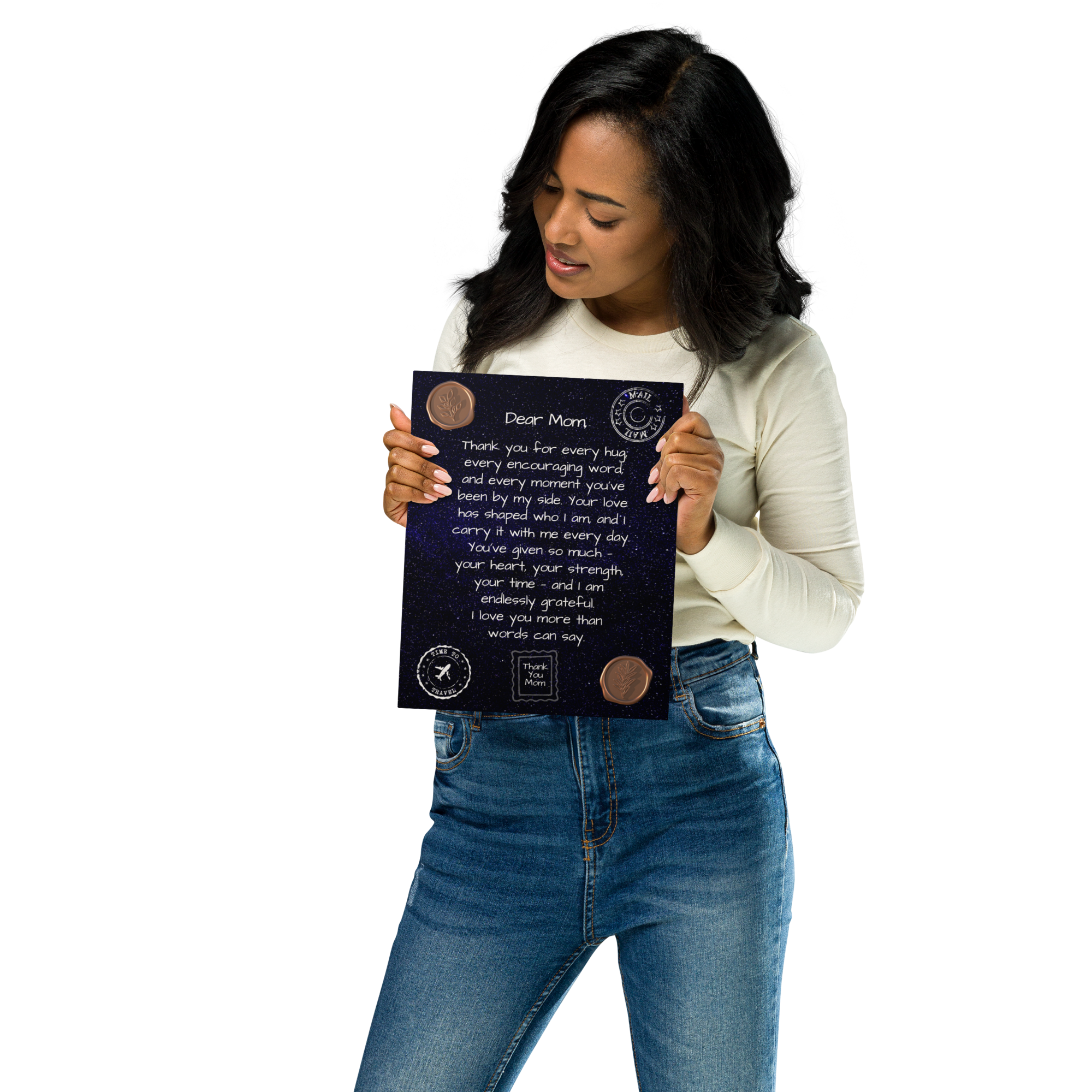 Glossy Metal Print - Letter to Mom (Midnight Sky Edition)