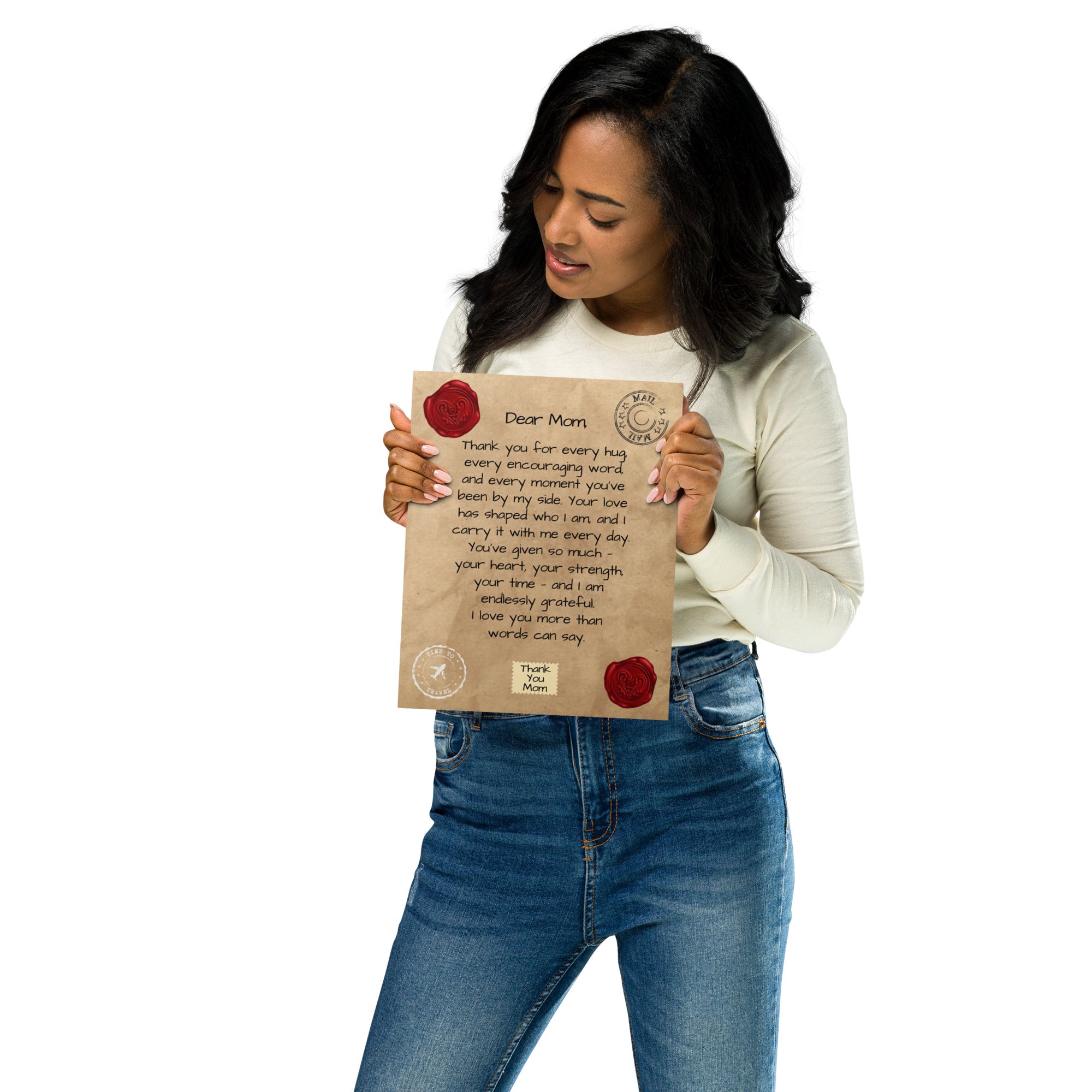 Glossy Metal Print - Letter to Mom (Classic Red Seal Edition)