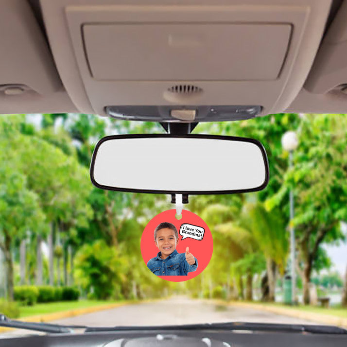 Say It With a Smile” – Personalized Car Charm (Photo + Bubble Text)