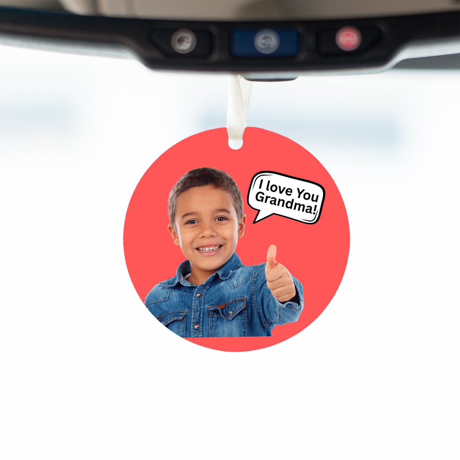 Say It With a Smile” – Personalized Car Charm (Photo + Bubble Text)