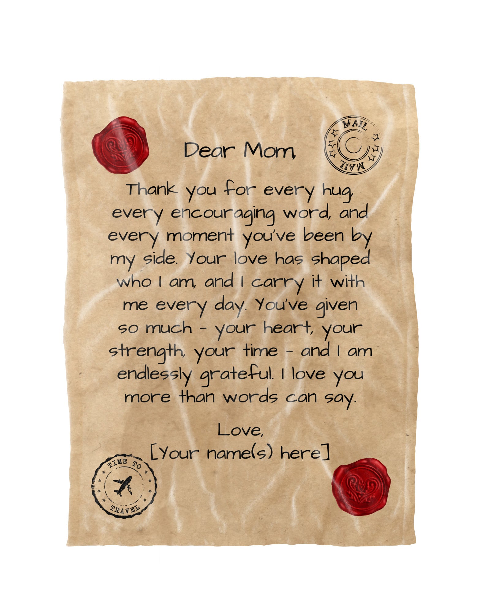 Letter to Mom Blanket – Red Seal Edition (Premium, Personalized)