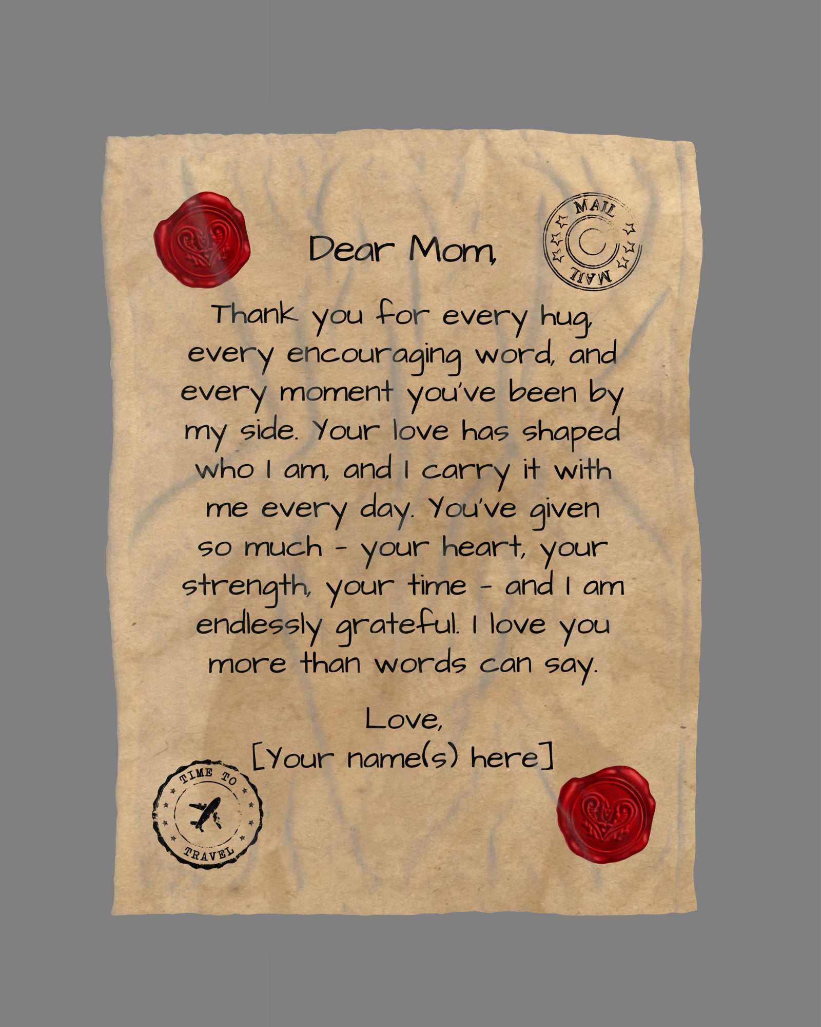 Letter to Mom Blanket – Red Seal Edition (Premium, Personalized)