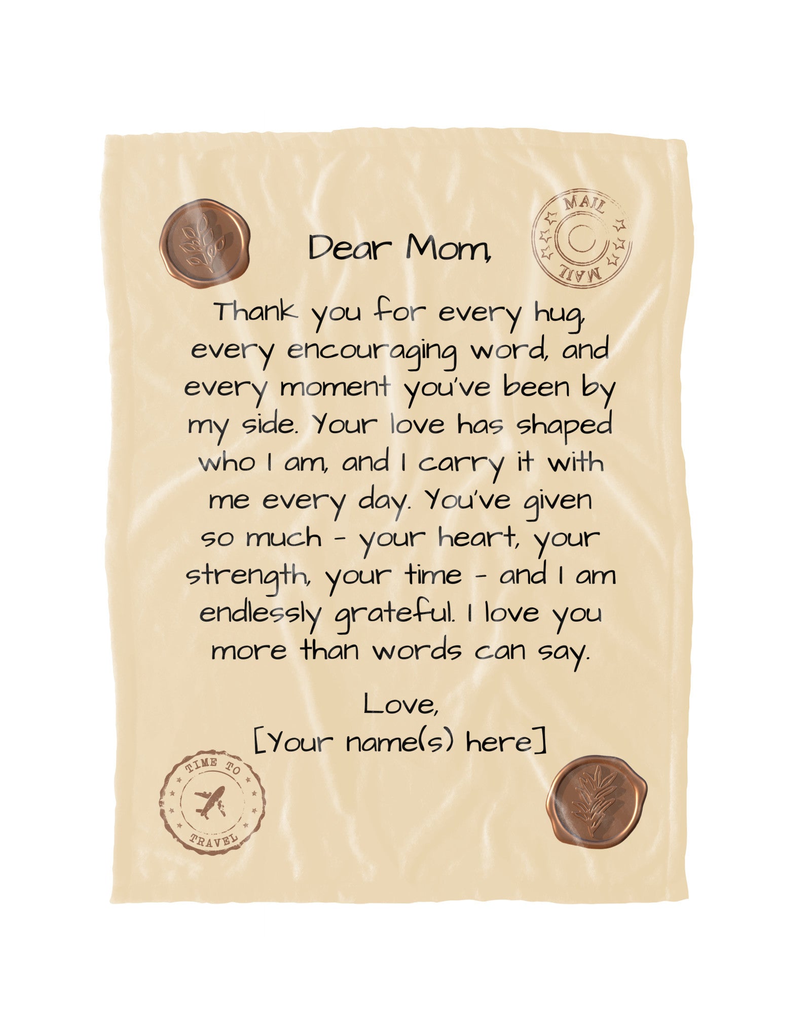 Letter to Mom Blanket – Vintage Bronze Edition (Premium, Personalized)