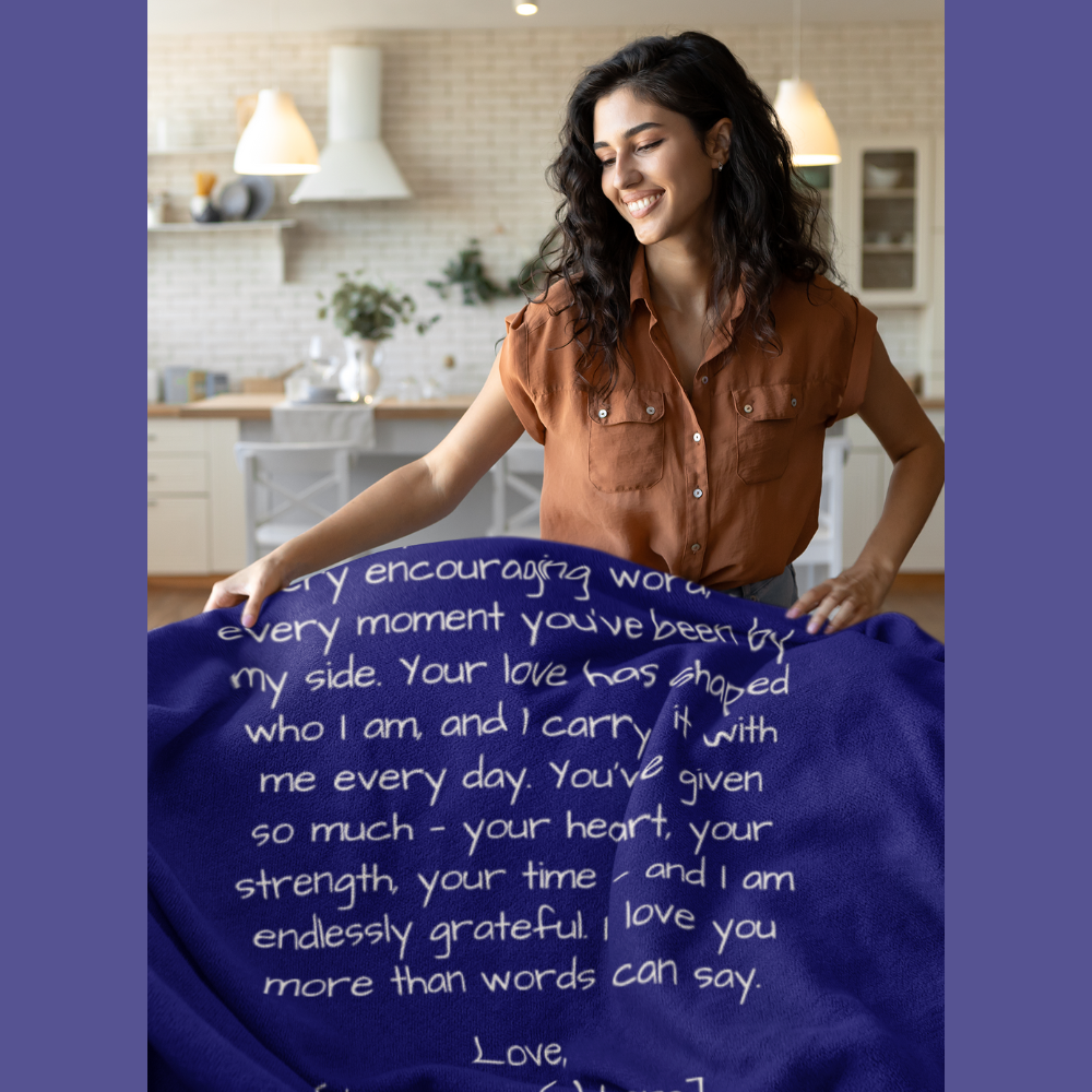 Letter to Mom Blanket – Deep Blue Devotion Edition (Premium, Personalized)