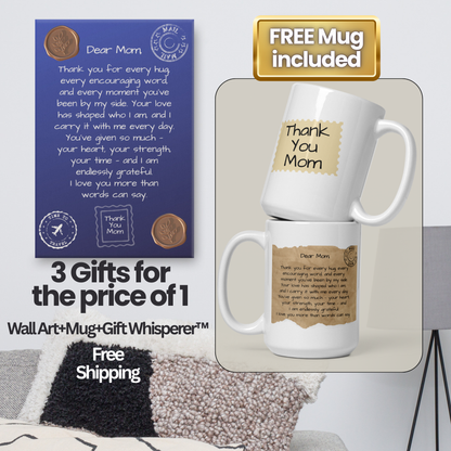 Letter to Mom Gift Bundle – Canvas Wall Art + Keepsake Mug (2 Sizes Available)