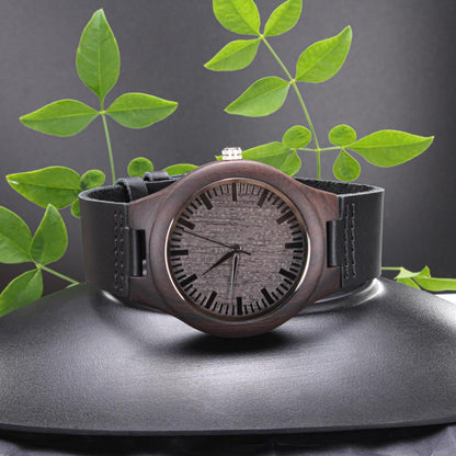 “Dad Hero” Engraved Wood Watch – A Timeless Gift of Gratitude