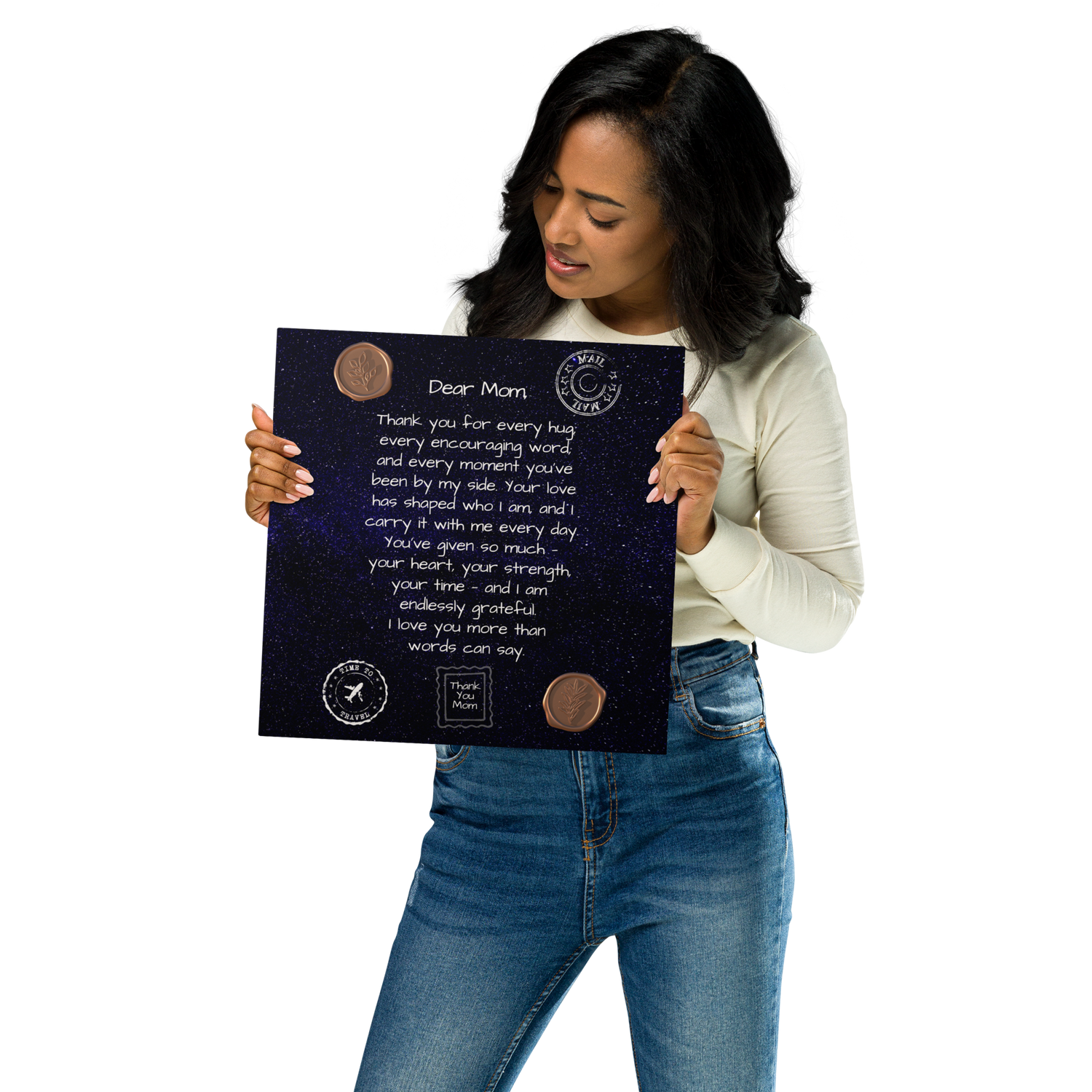 Glossy Metal Print - Letter to Mom (Midnight Sky Edition)
