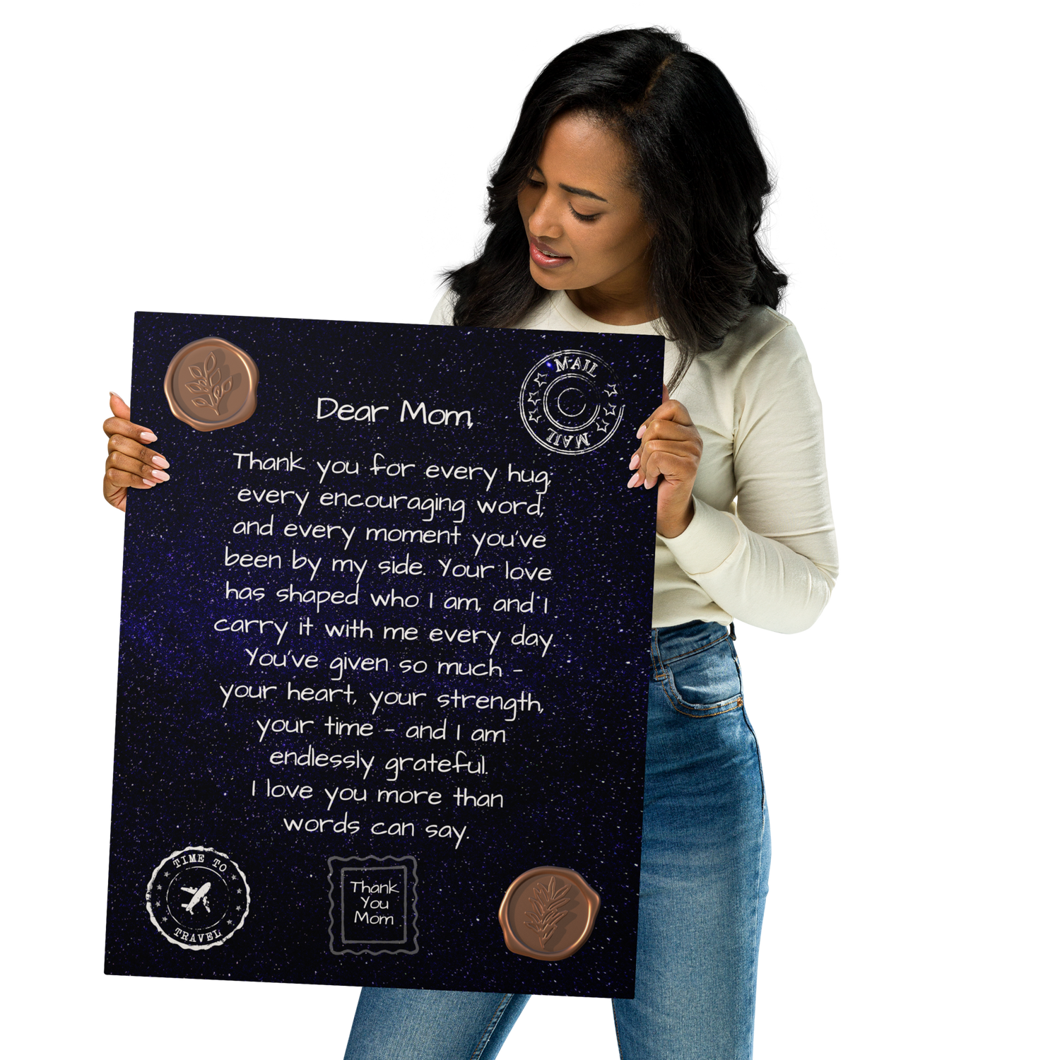Glossy Metal Print - Letter to Mom (Midnight Sky Edition)