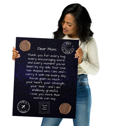 Glossy Metal Print - Letter to Mom (Midnight Sky Edition)