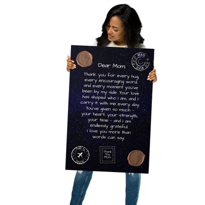Glossy Metal Print - Letter to Mom (Midnight Sky Edition)