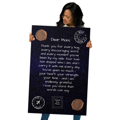 Glossy Metal Print - Letter to Mom (Midnight Sky Edition)