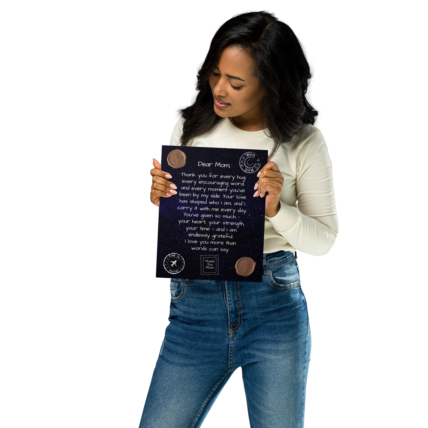 Glossy Metal Print - Letter to Mom (Midnight Sky Edition)
