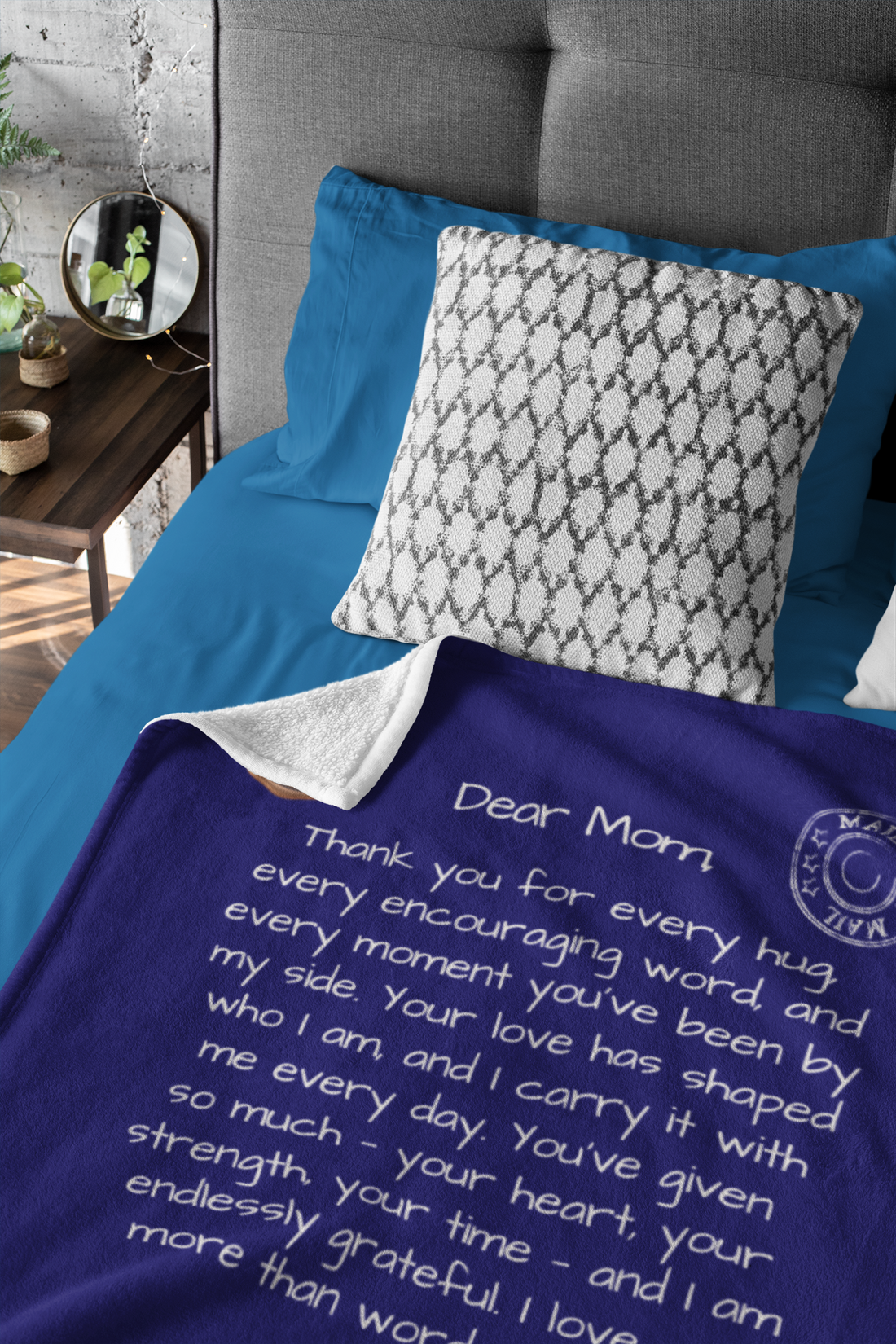 Letter to Mom Blanket – Deep Blue Devotion Edition (Premium, Personalized)