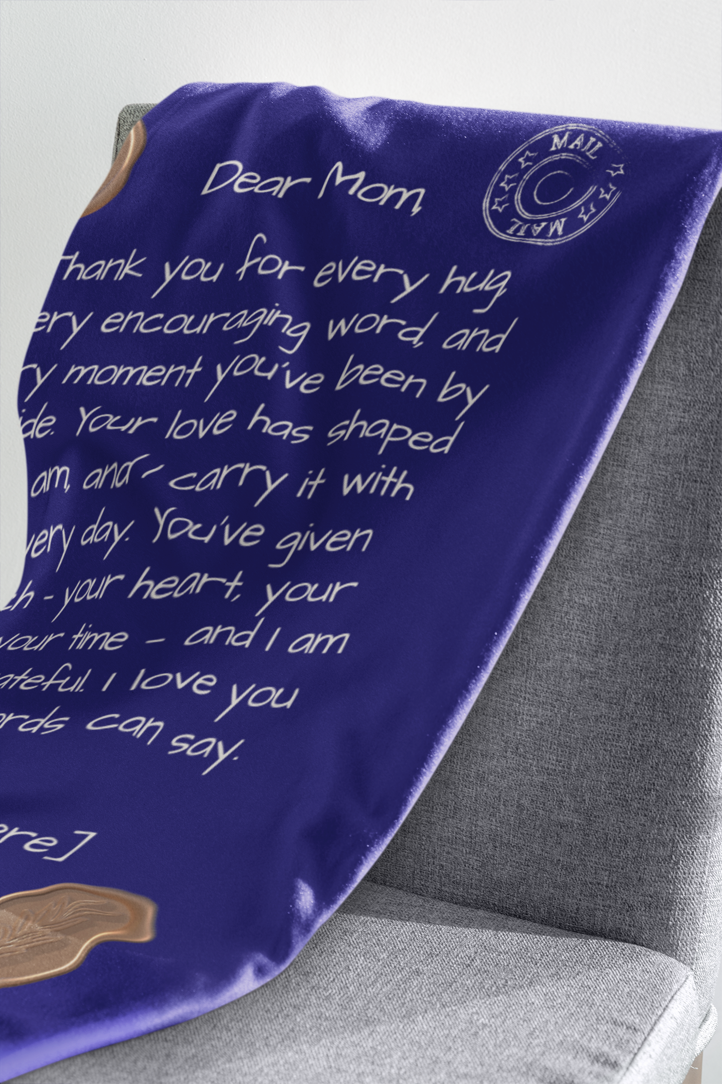 Letter to Mom Blanket – Deep Blue Devotion Edition (Premium, Personalized)