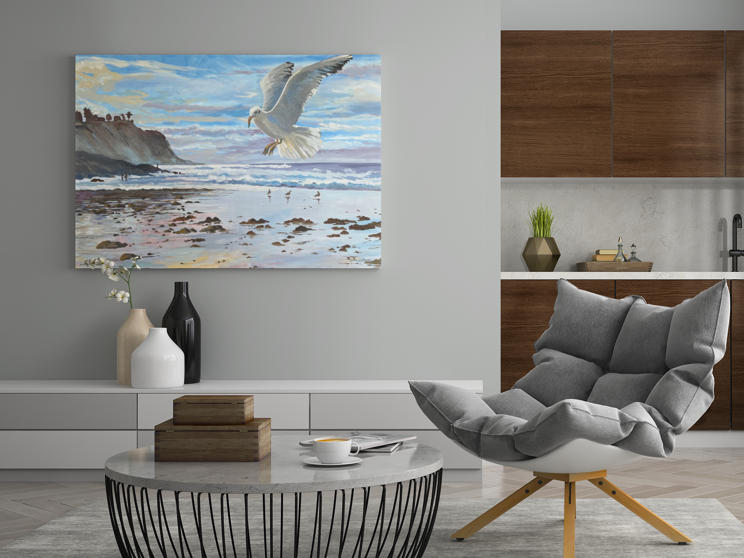 Flight Over Reflections - (Limited Edition Fine Art Canvas Print by Ellen LaVaccare)