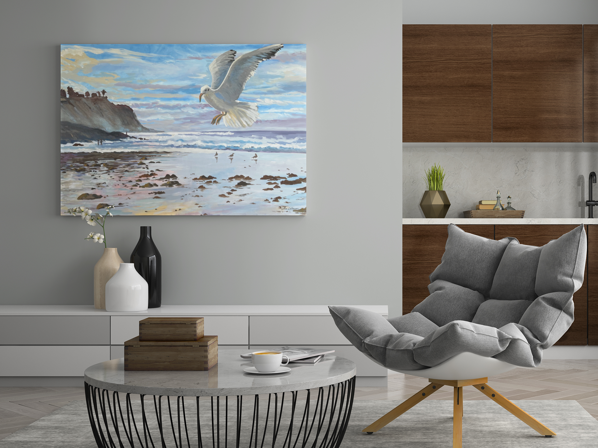 Flight Over Reflections - (Limited Edition Fine Art Canvas Print by Ellen LaVaccare)