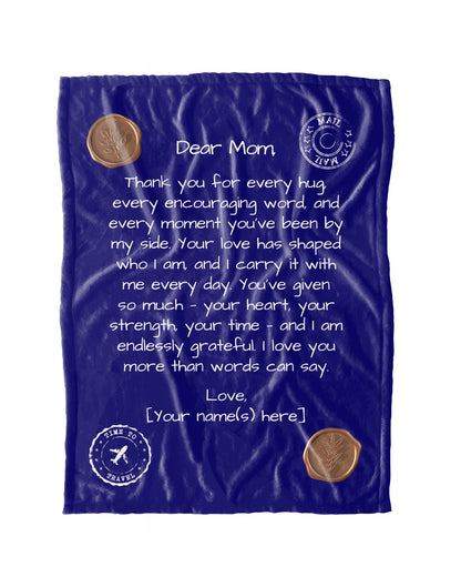 Letter to Mom Blanket – Deep Blue Devotion Edition (Premium, Personalized)