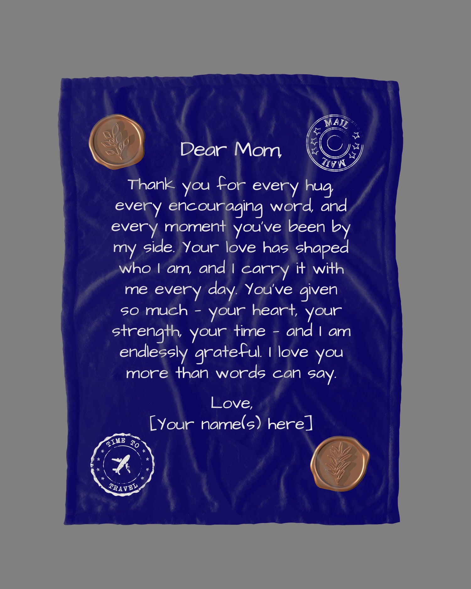 Letter to Mom Blanket – Deep Blue Devotion Edition (Premium, Personalized)
